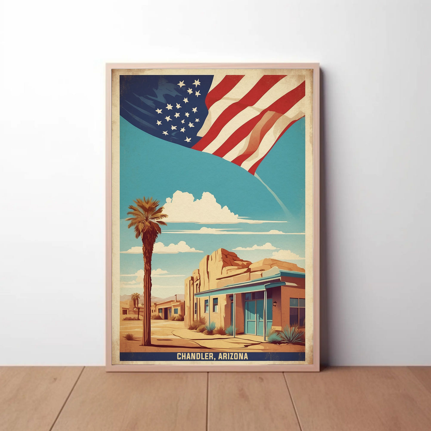 Chandler Arizona American Pride Vintage Travel Poster