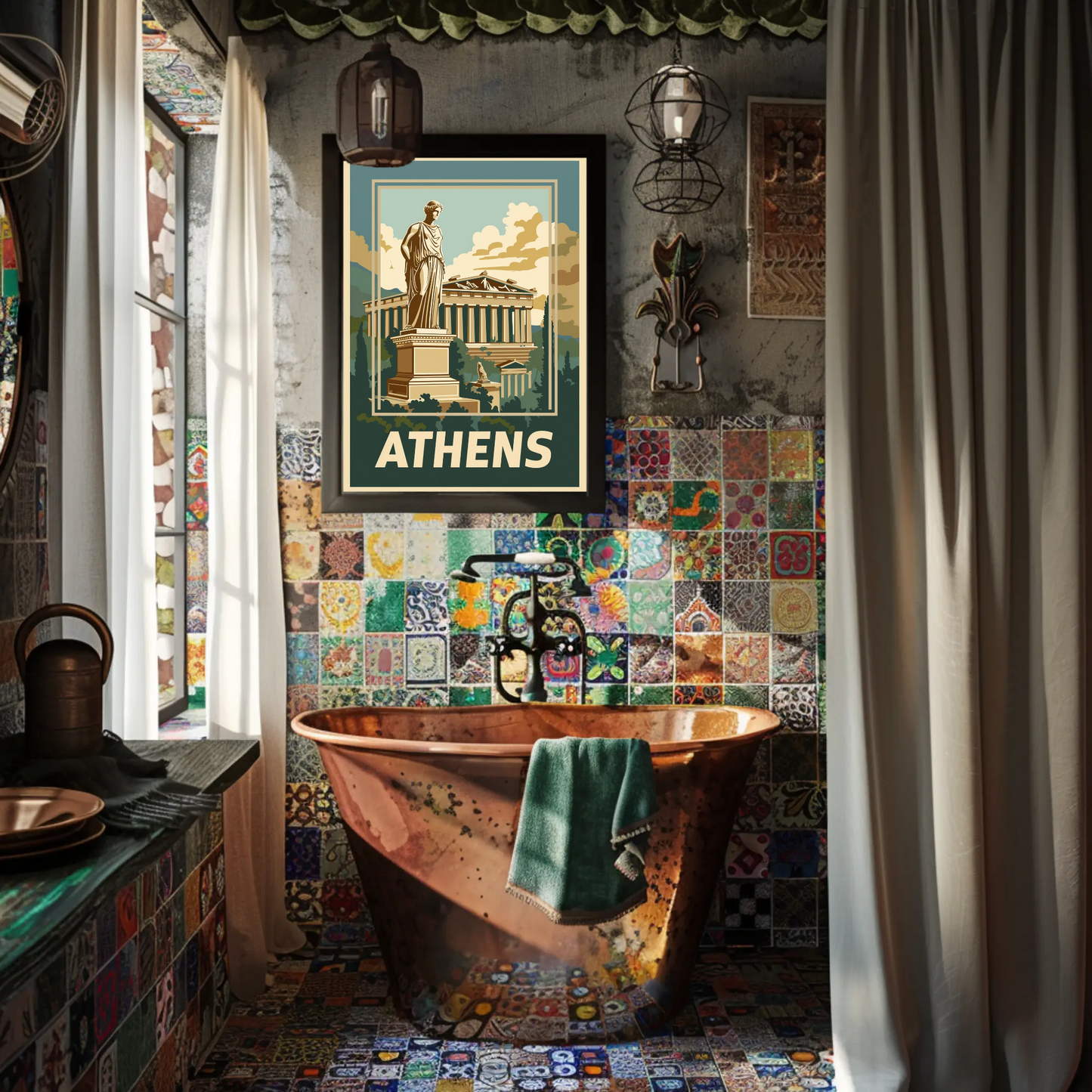 Athens, Greece Vintage Style Poster