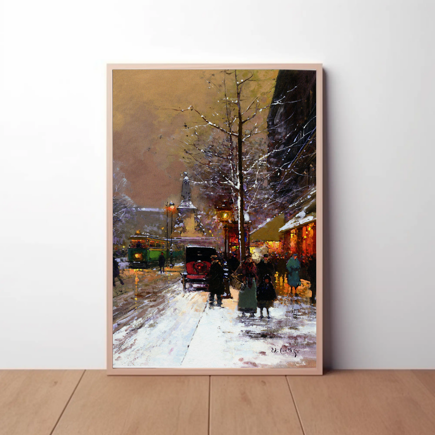 Paris Winter Street Scene – Snowy Evening