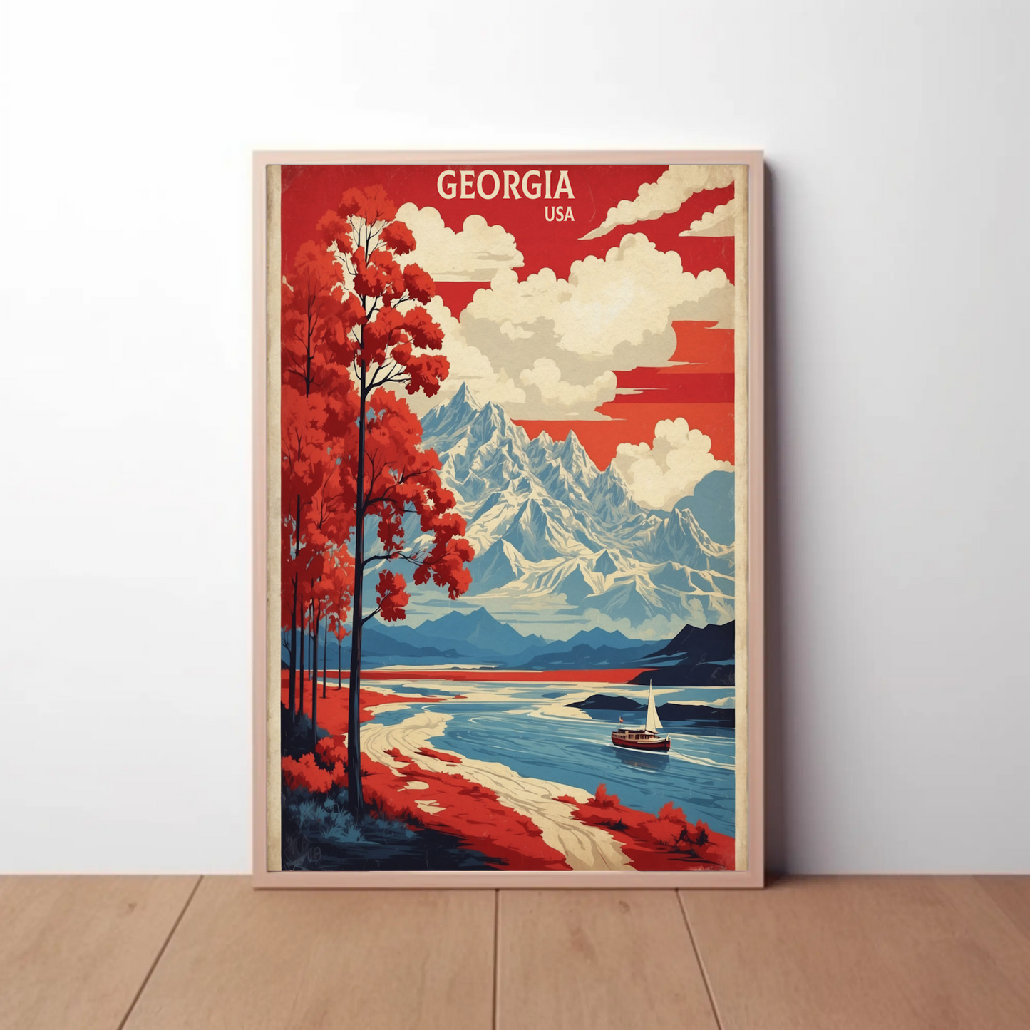 Georgia Scenic River Mountains Vintage Travel Poster