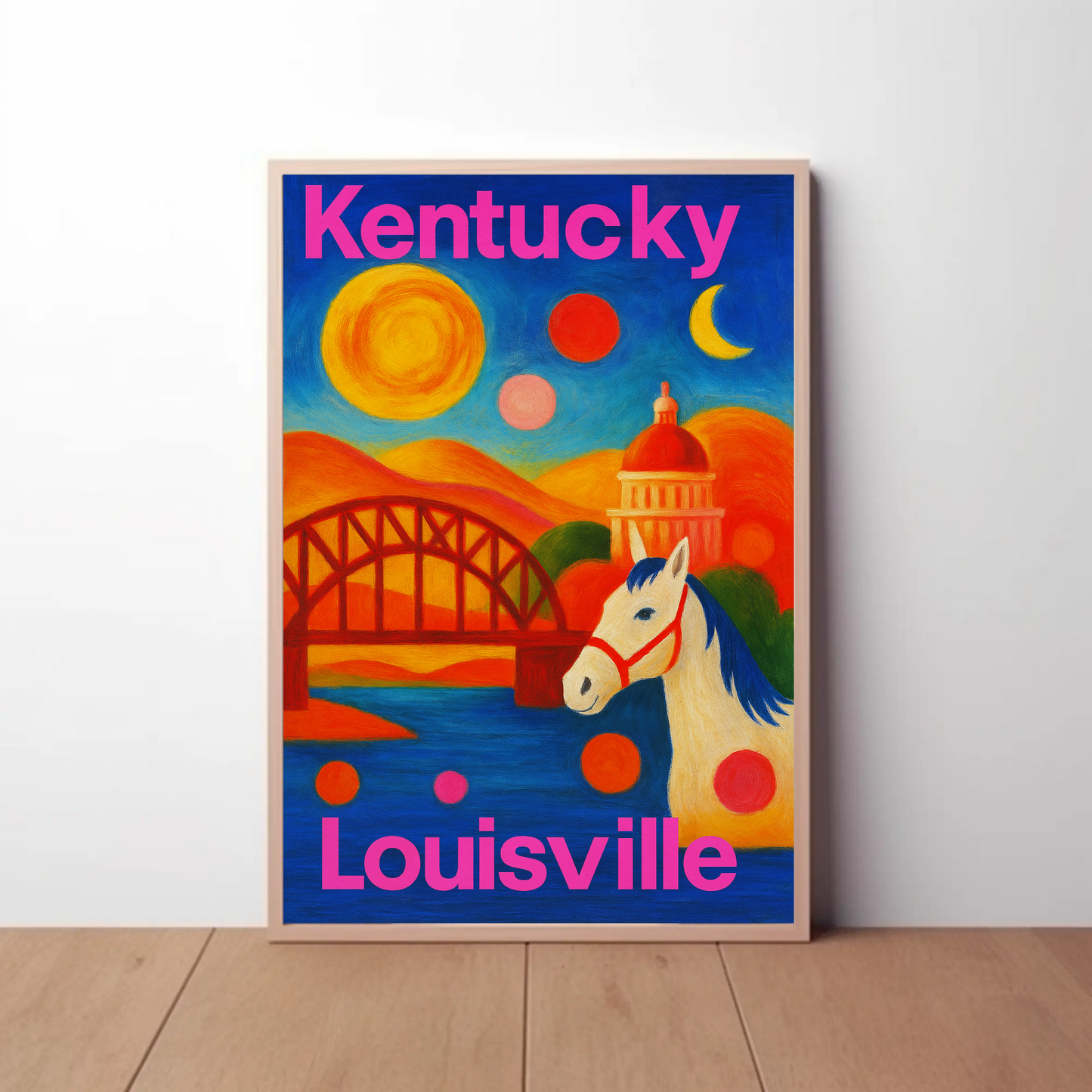 Louisville Kentucky Skyline Retro Vintage Travel Poster