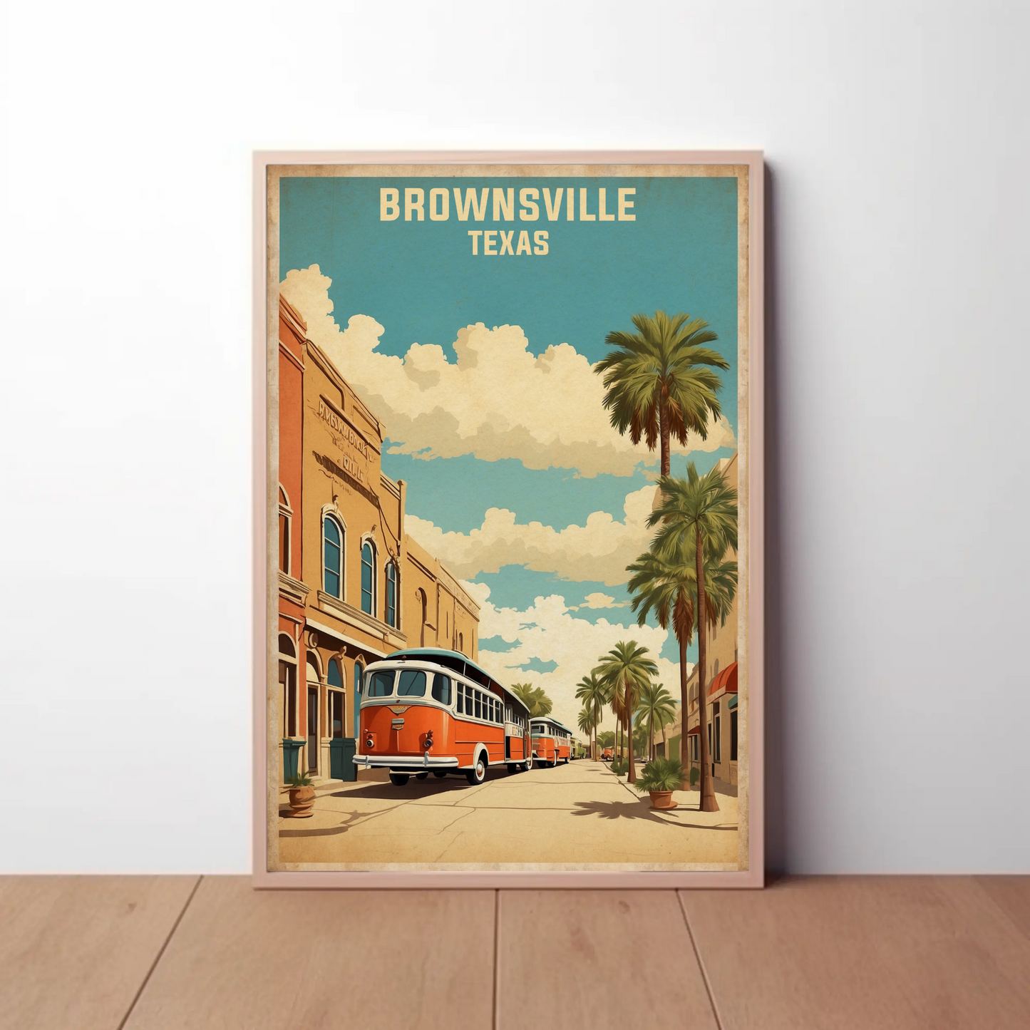 Brownsville Texas American Scene Art Vintage Travel Poster