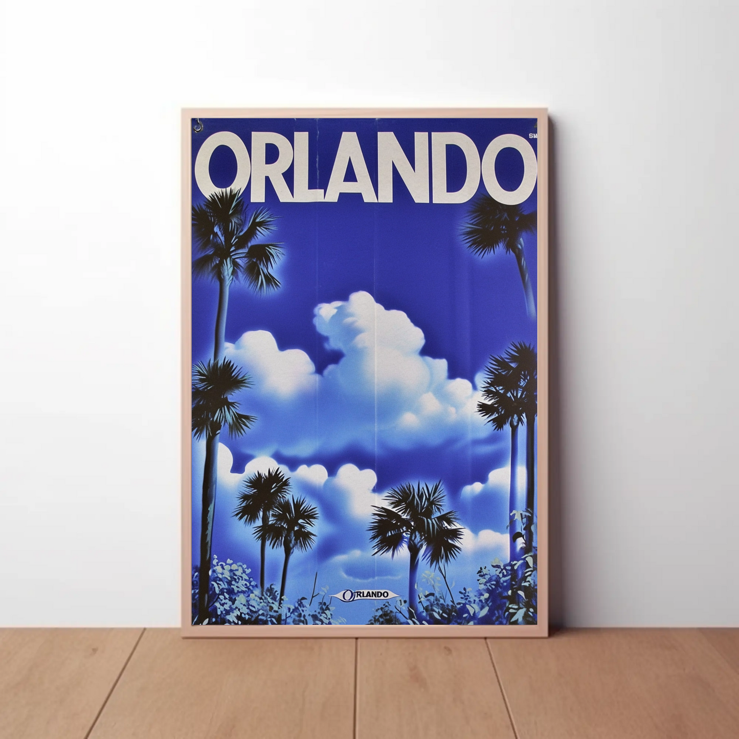 Orlando Florida Palm Trees Clouds Vintage Travel Poster