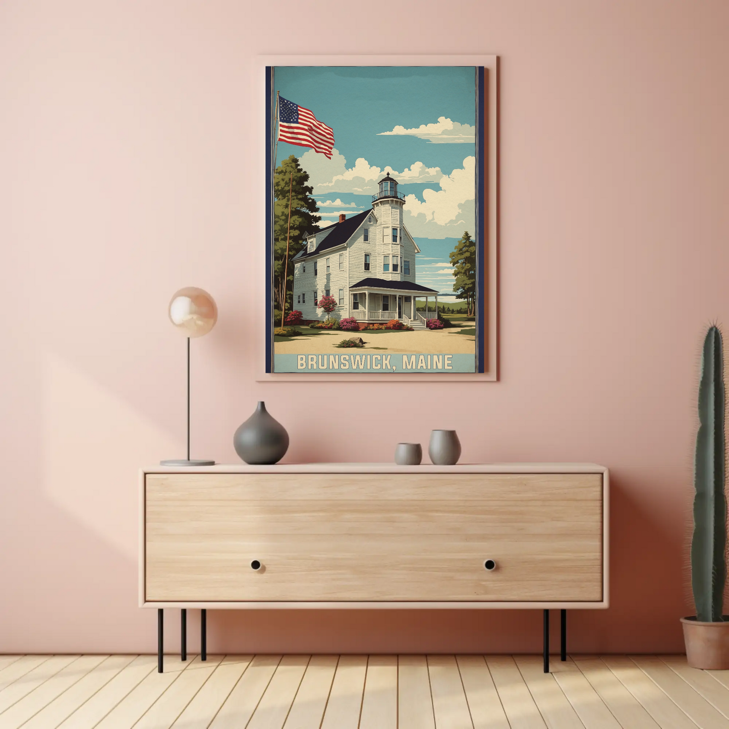 Brunswick Maine American Scene Art Vintage Travel Poster