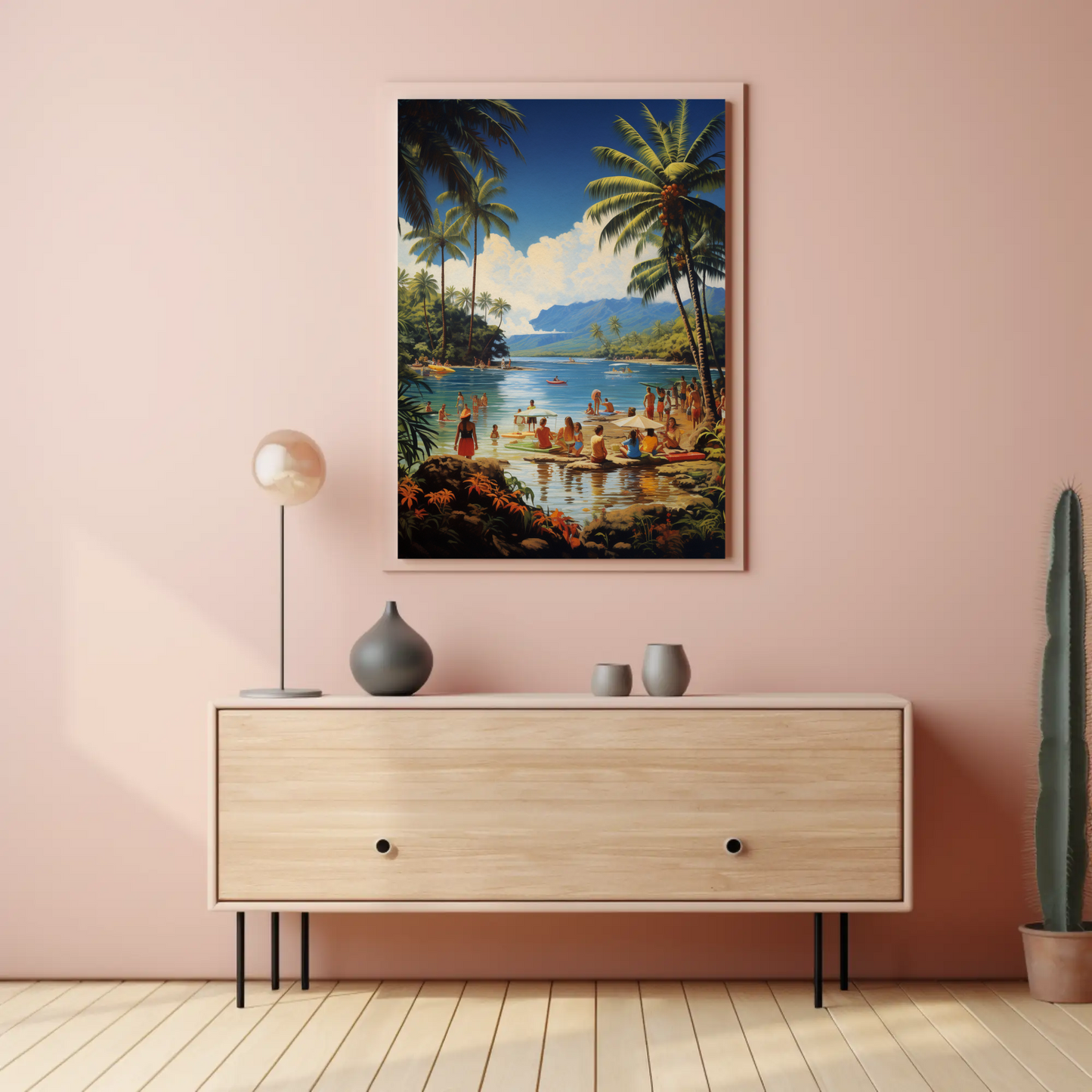 Tropical Lagoon Beach Paradise Vintage Travel Poster