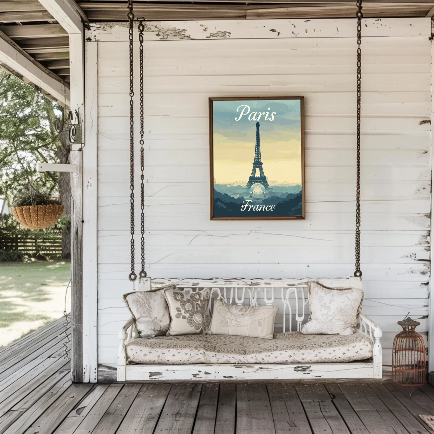 Paris, France - Eiffel Tower Vintage Style Poster