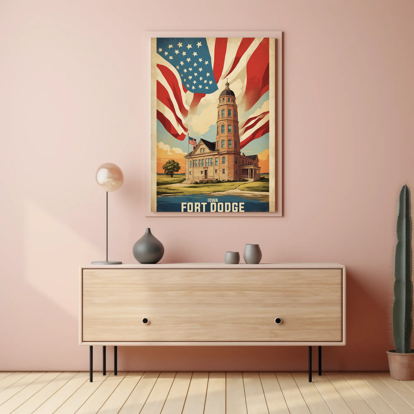 Fort Dodge Iowa Historic Building Vintage Travel Poster