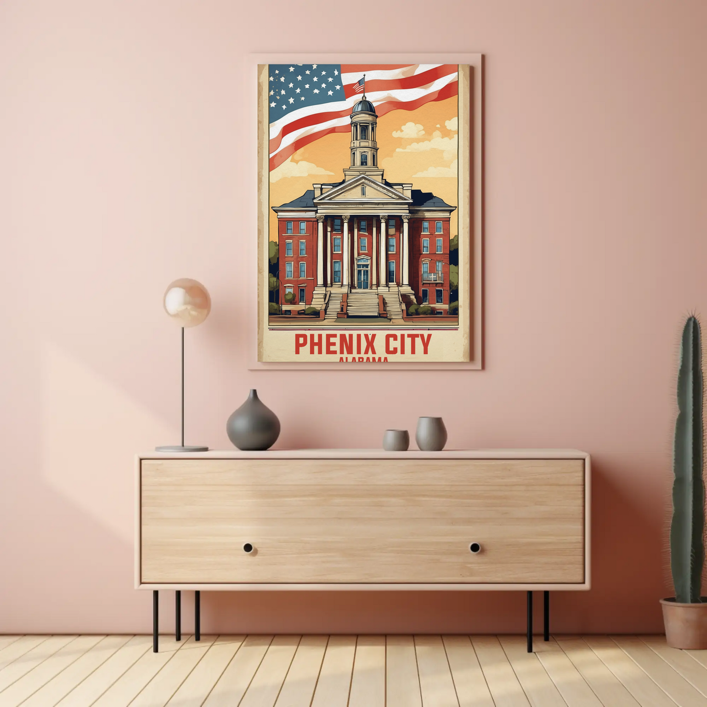Phenix City Alabama Vintage Travel Poster Artwork