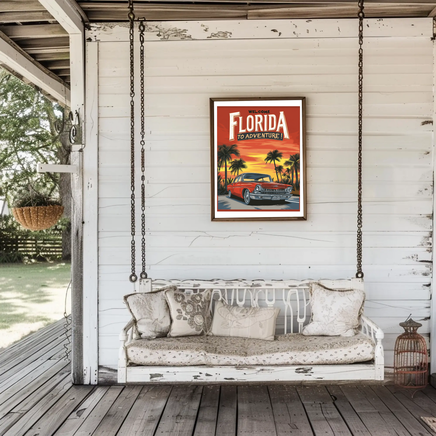 Florida Sunset Adventure Vintage Travel Poster