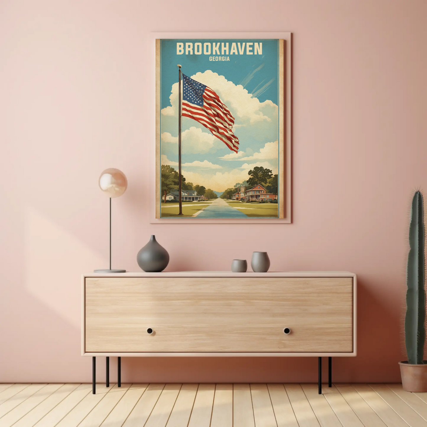 Brookhaven Georgia American Scene Art Vintage Travel Poster