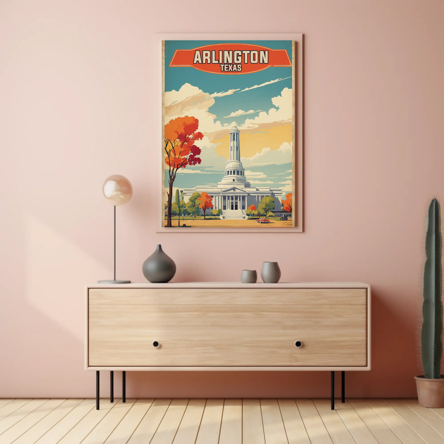 Arlington Texas Grand Capitol Vintage Travel Poster
