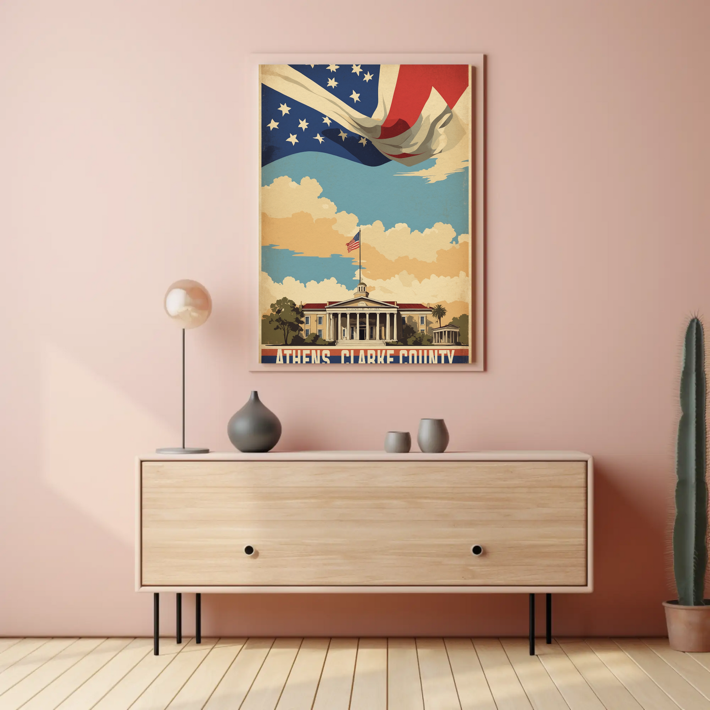 Athens Clarke County Georgia Capitol Vintage Travel Poster