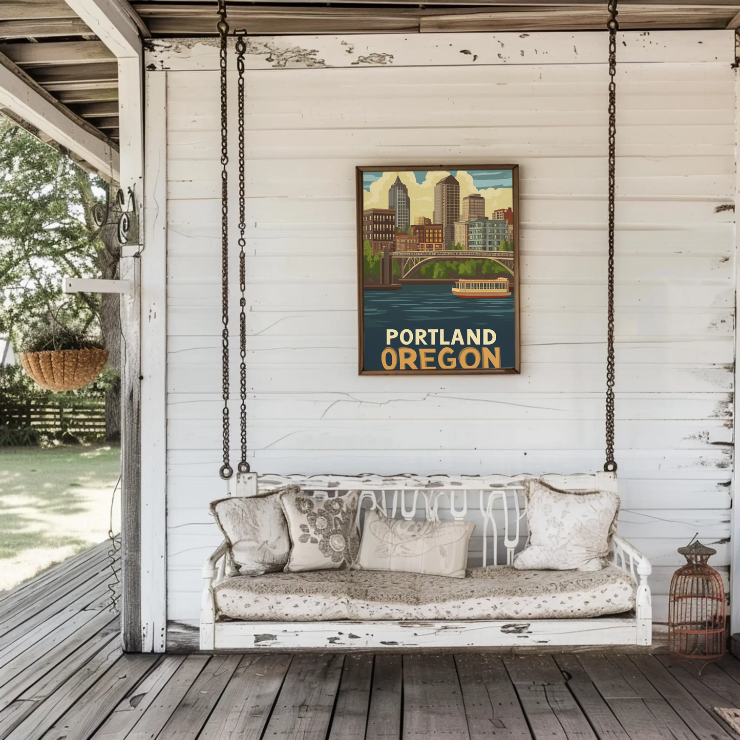Portland Oregon Cityscape Vintage Poster