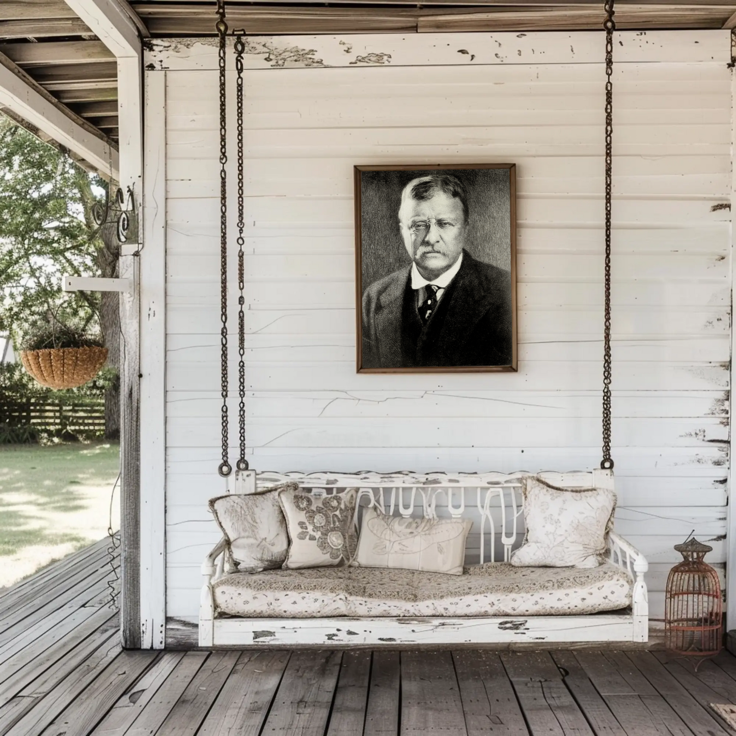 Theodore Roosevelt Portrait Drawing Vintage Poster