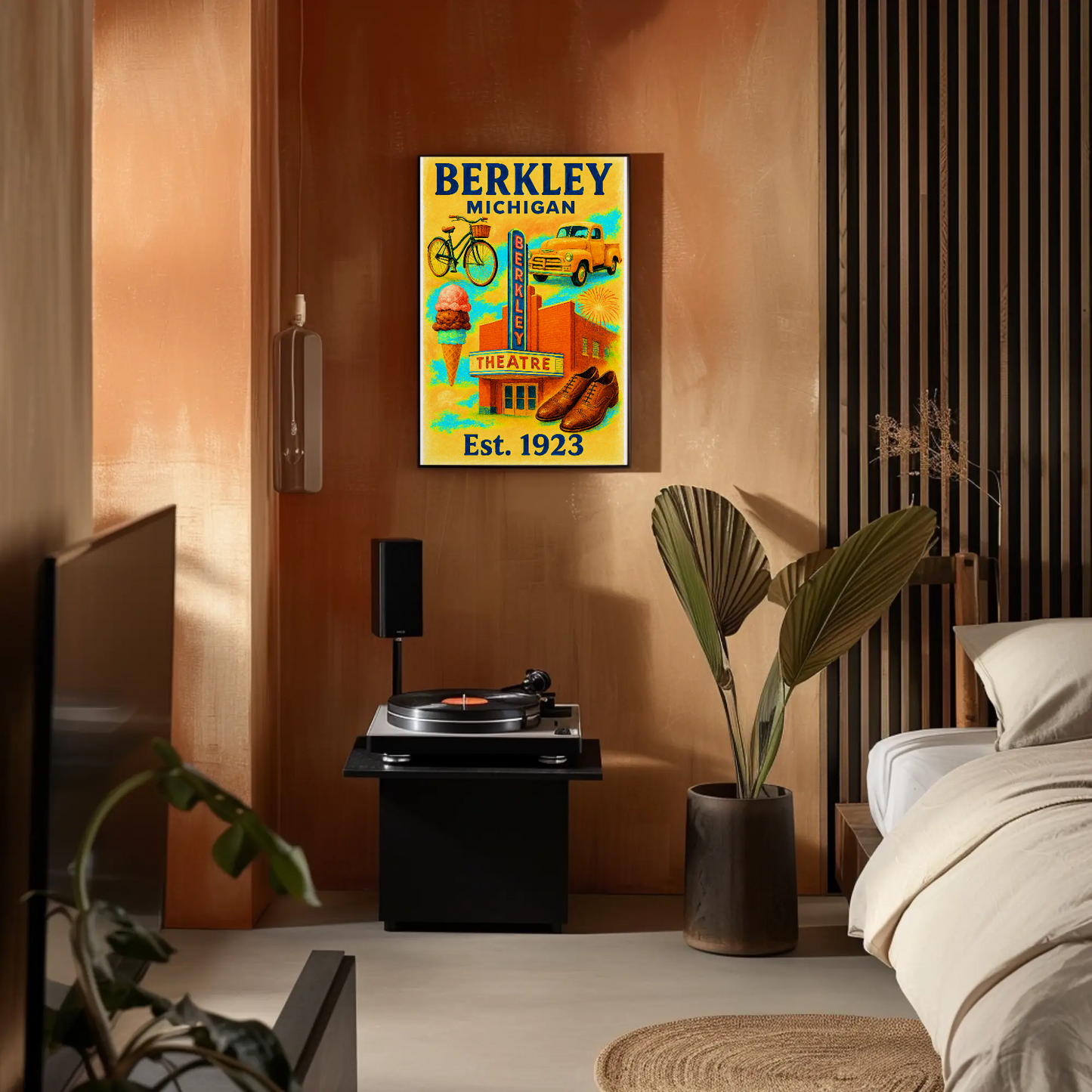 Berkley Michigan Wall Art Vintage Travel Poster