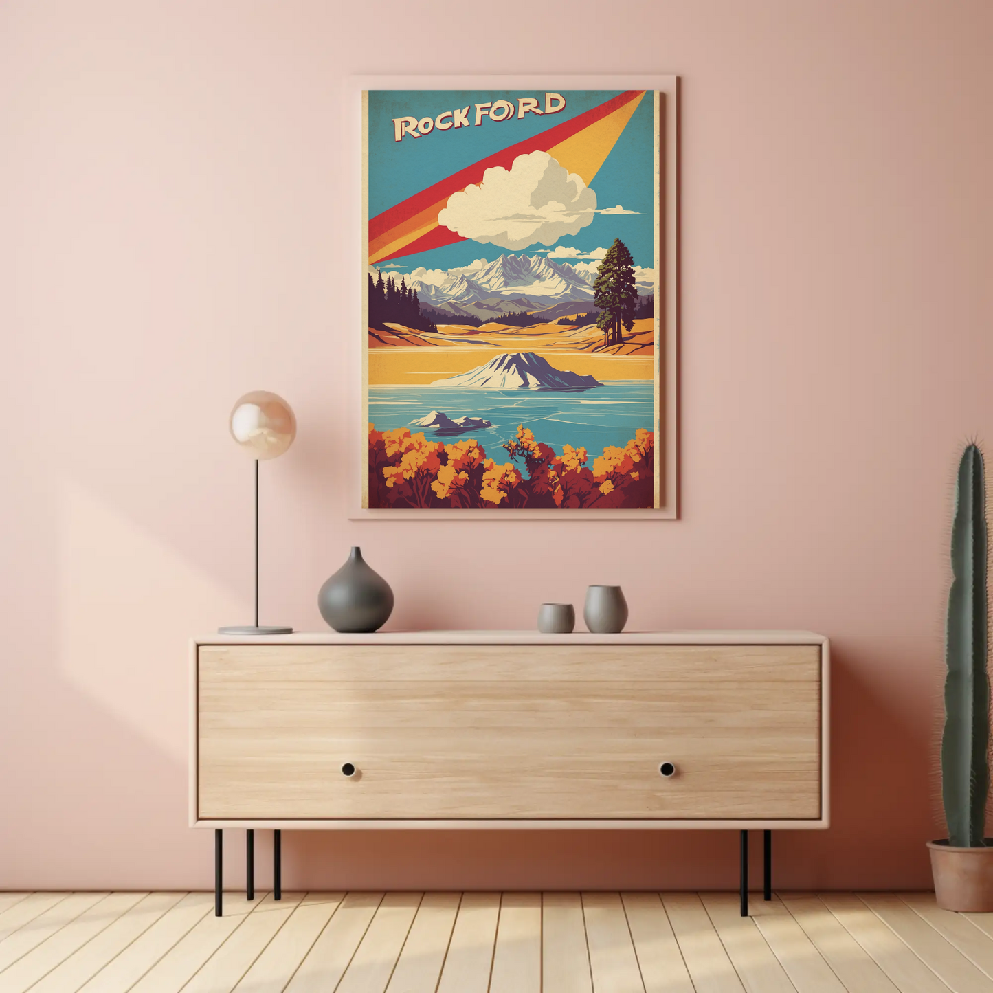 Rockford Illinois Vintage Travel Poster Artwork