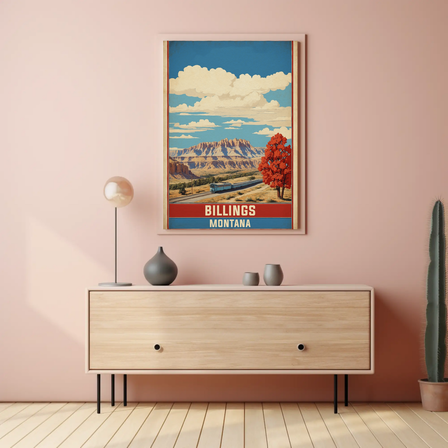 Billings Montana Canyon Train Vintage Travel Poster