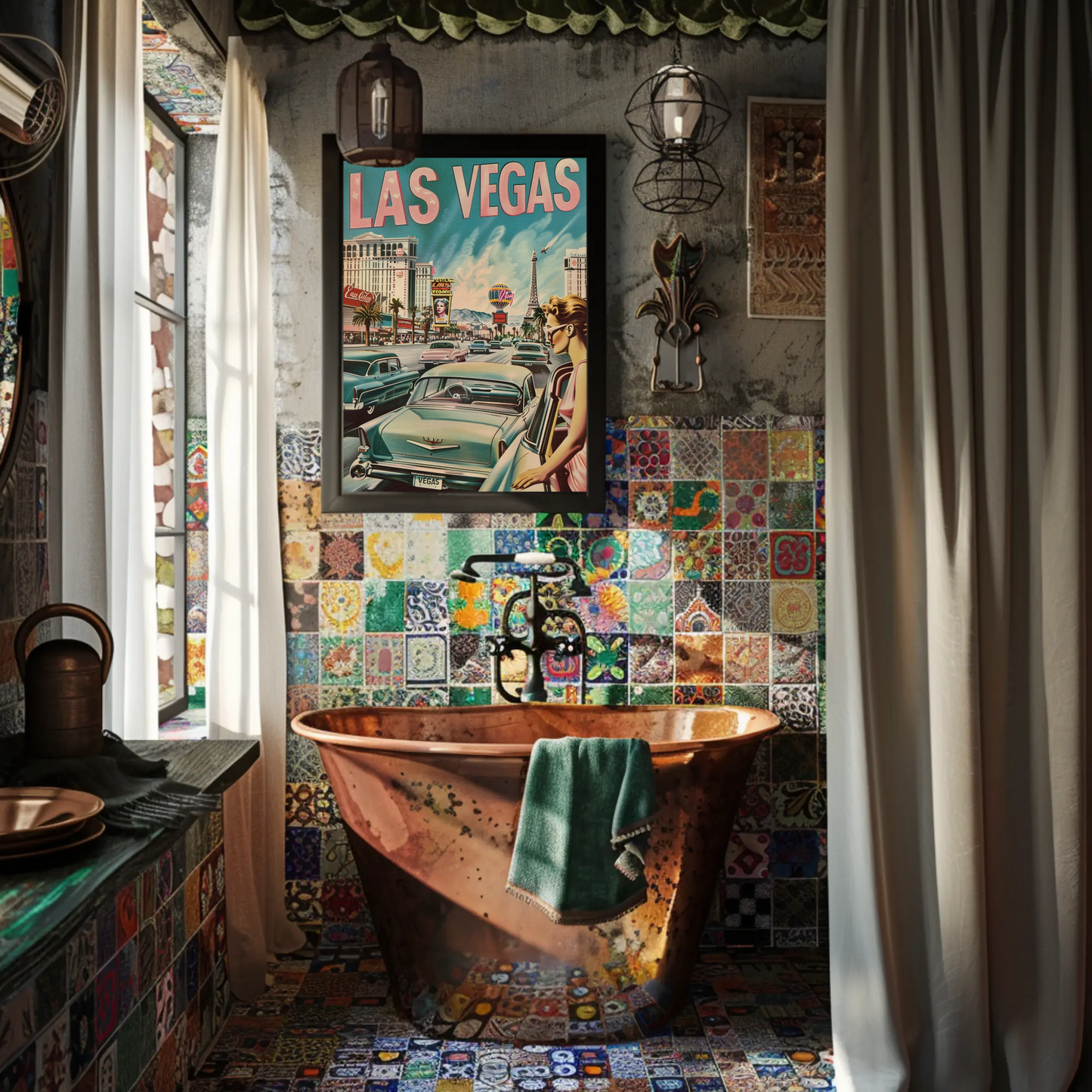 Las Vegas Retro Scene Poster
