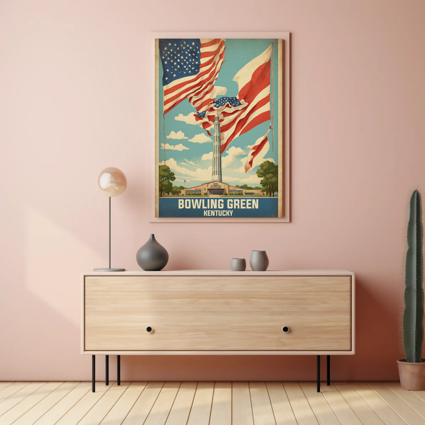 Bowling Green Kentucky Cityscape Art Print Vintage Travel Poster