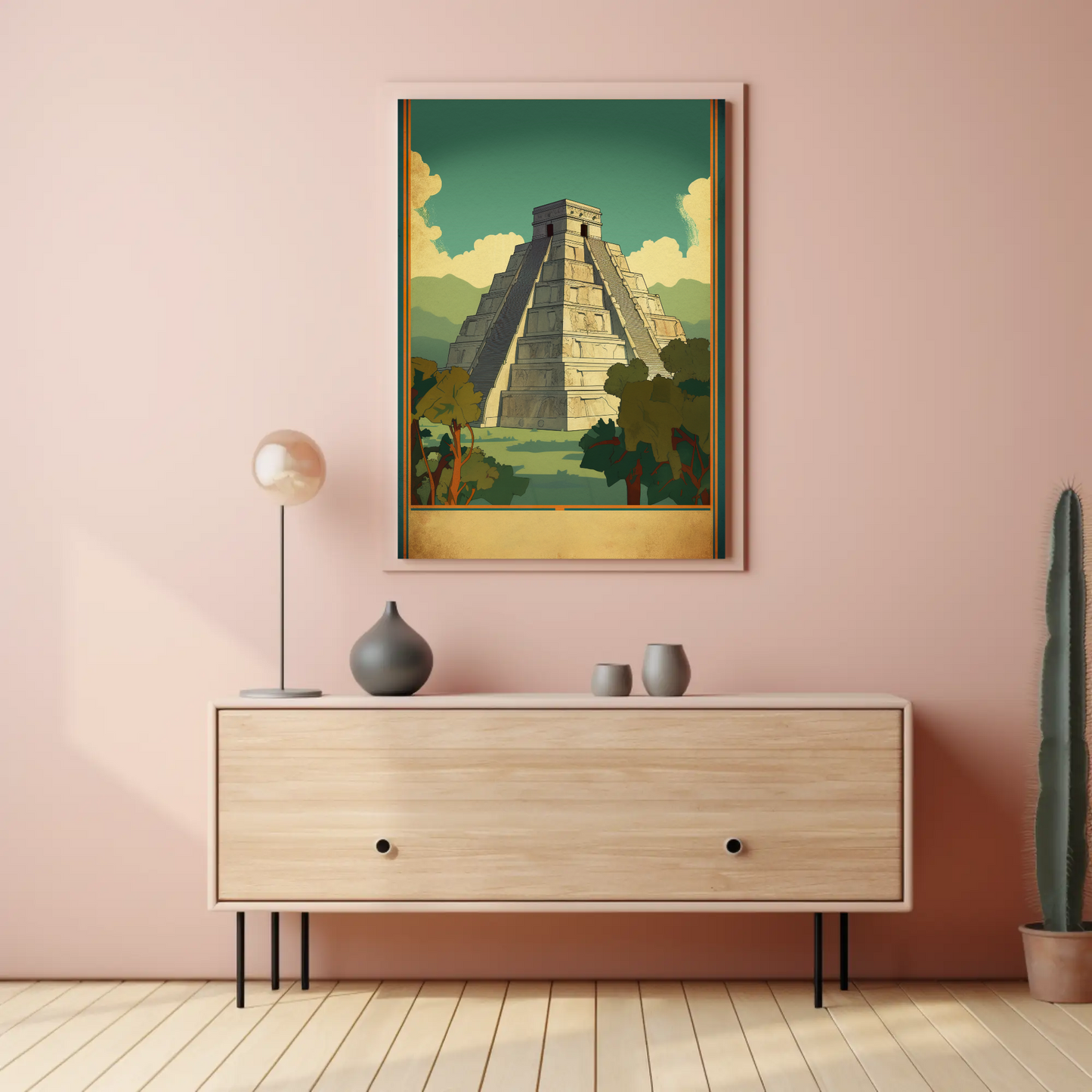 Chichen Itza Ancient Wonder Mexico Vintage Travel Poster