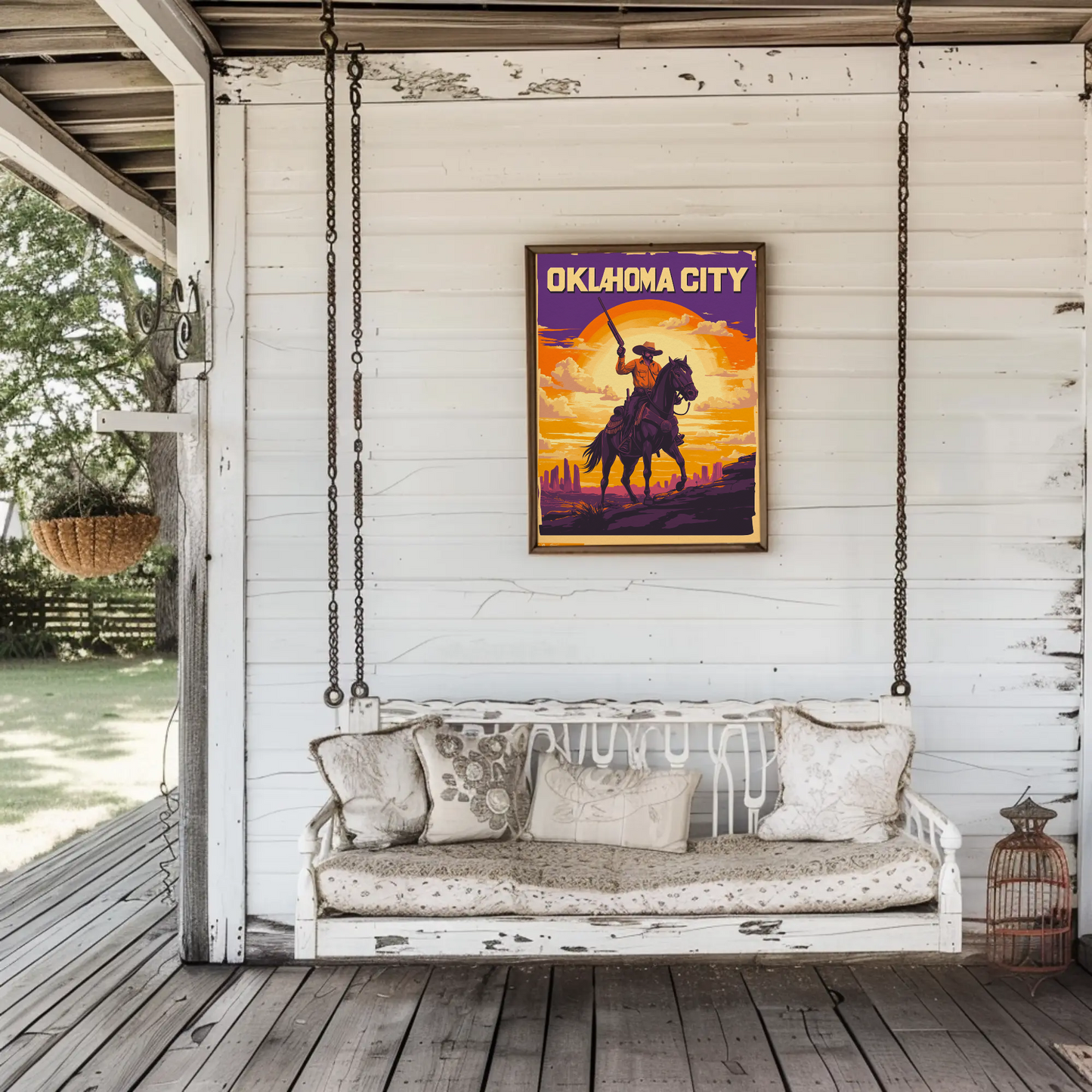 Oklahoma City Cowboy Vintage Poster