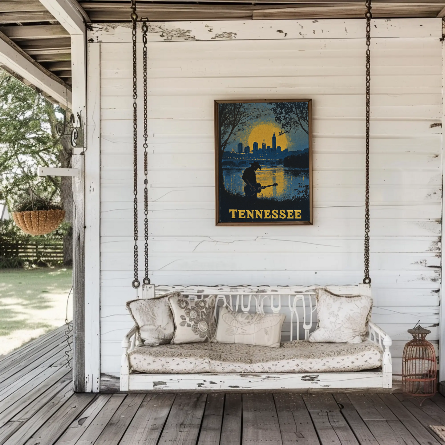 Tennessee Vintage Poster - Music and Cityscape