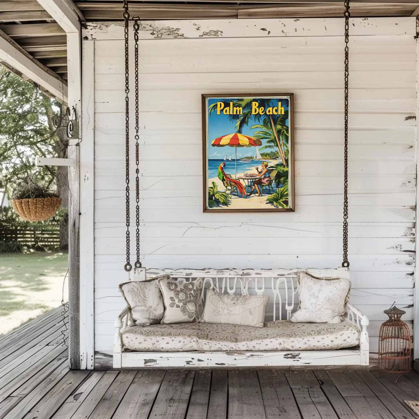 Palm Beach Vintage Poster Cafe Scene