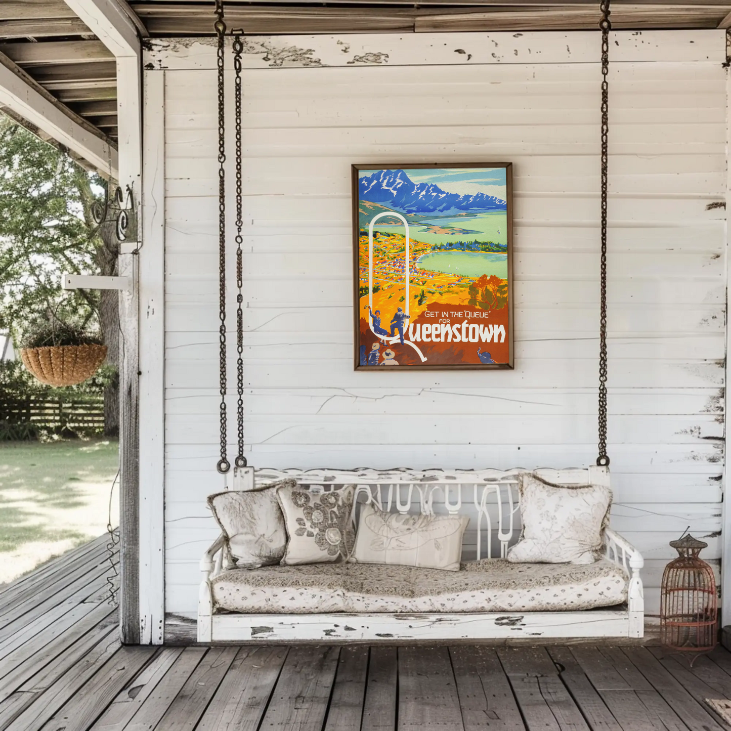 Queenstown Best Reached by Rail Vintage Poster