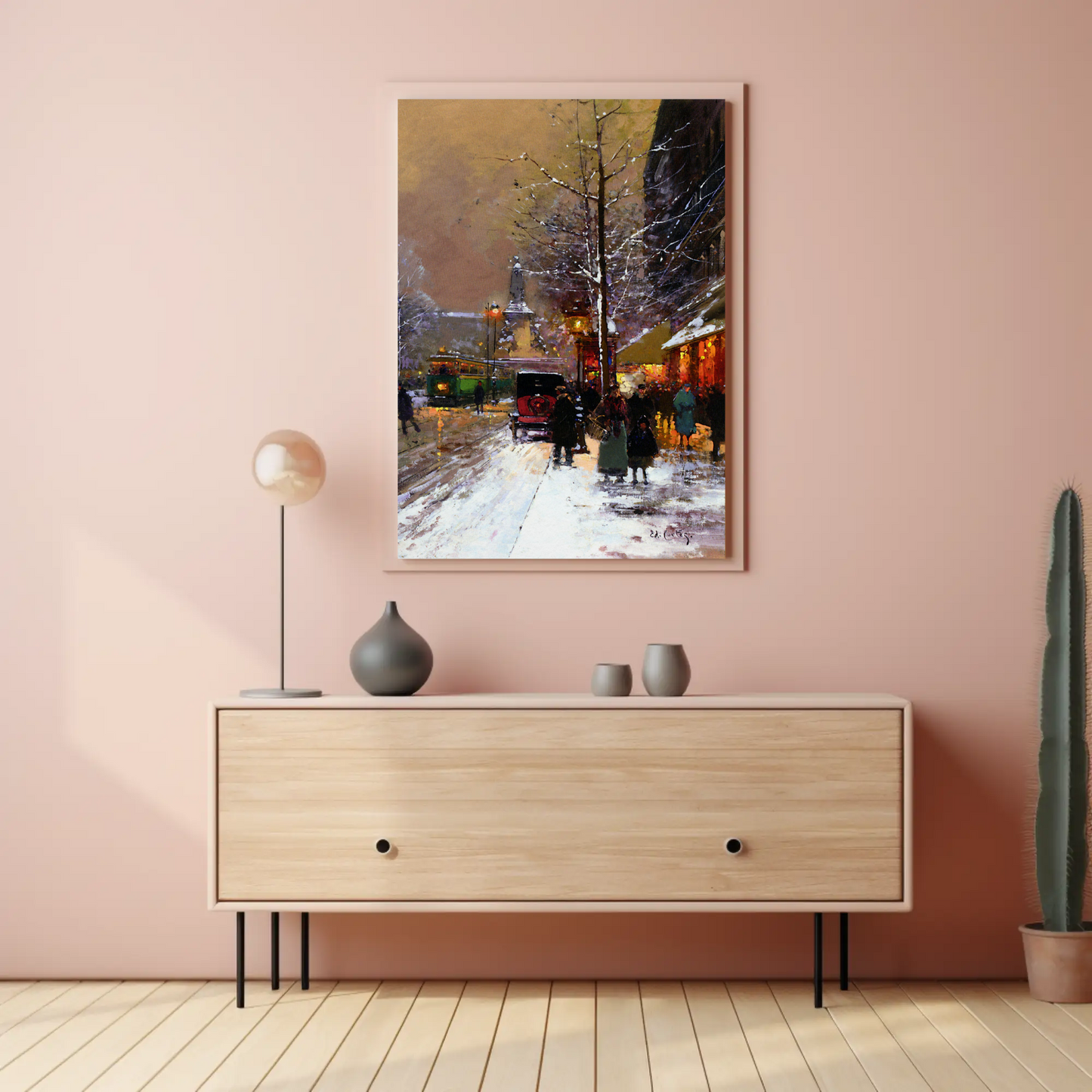 Paris Winter Street Scene – Snowy Evening