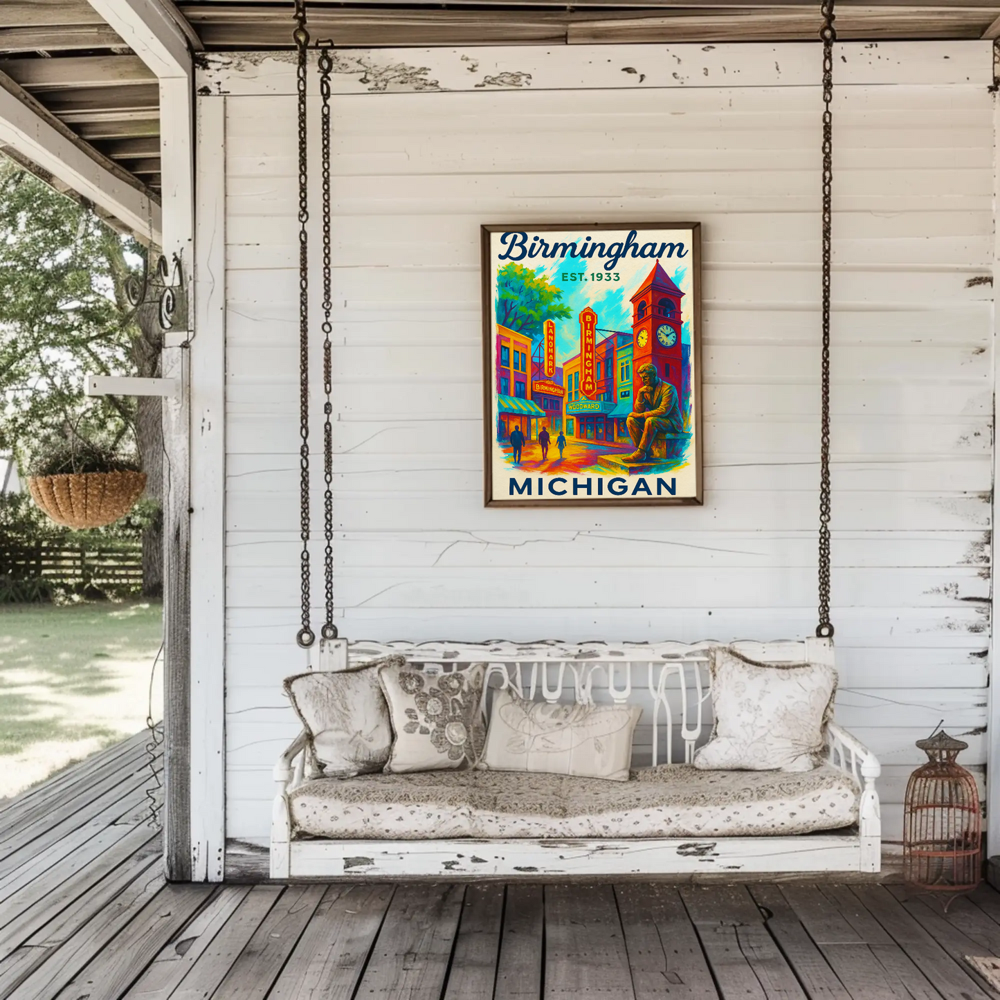 Birmingham Michigan Est. 1933 Wall Art Vintage Travel Poster