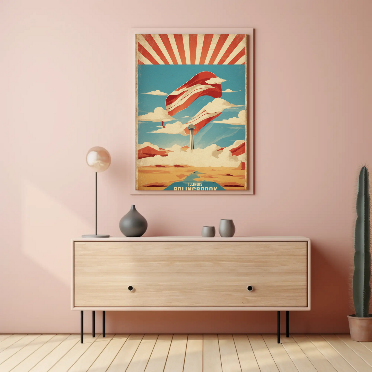 Bolingbrook Illinois Cityscape Art Print Vintage Travel Poster