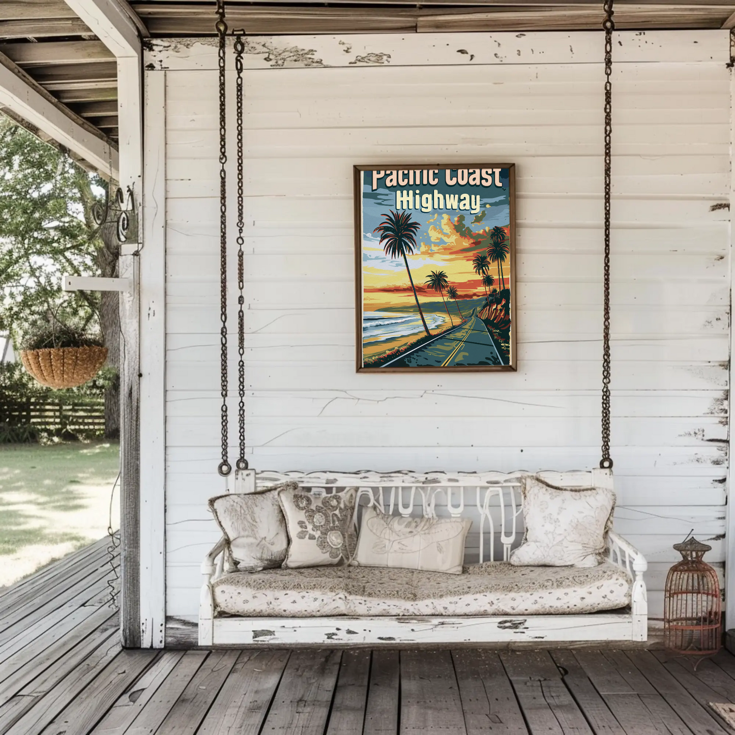 Pacific Coast Highway Vintage Poster - Sunset Road