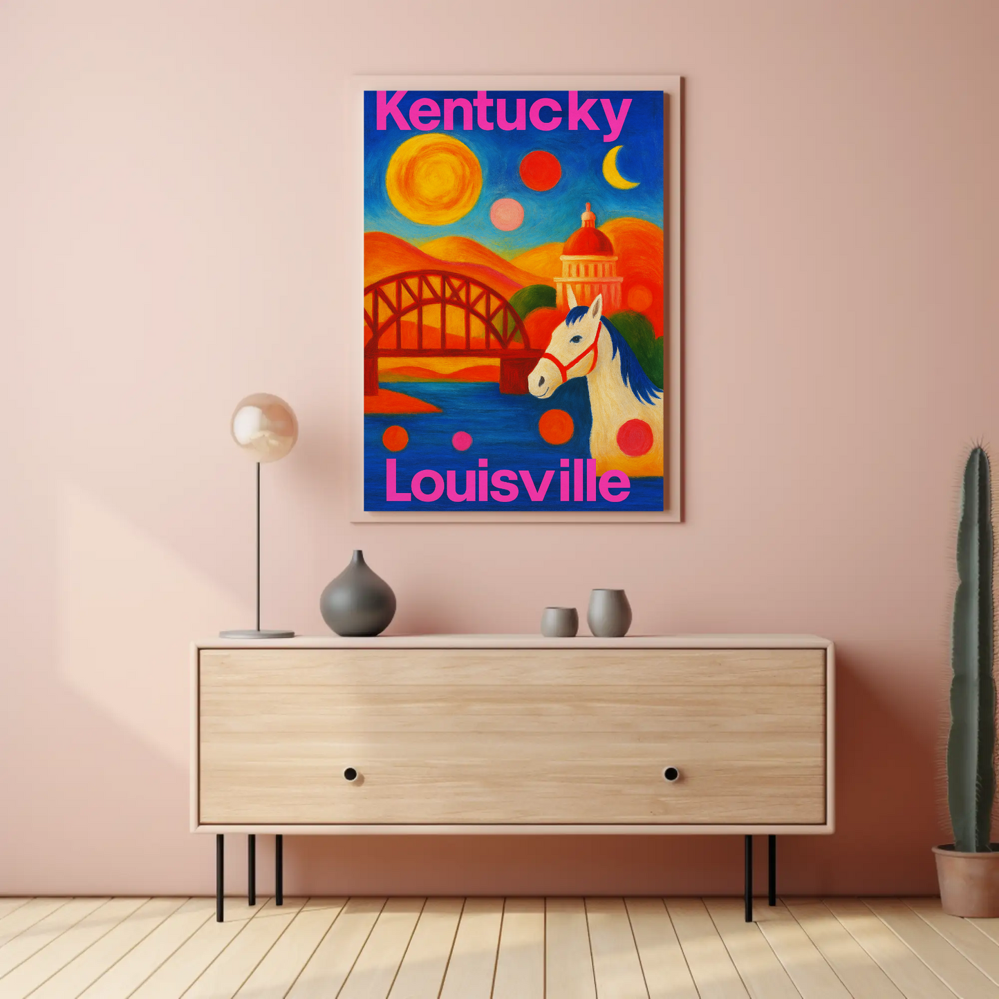 Louisville Kentucky Skyline Retro Vintage Travel Poster