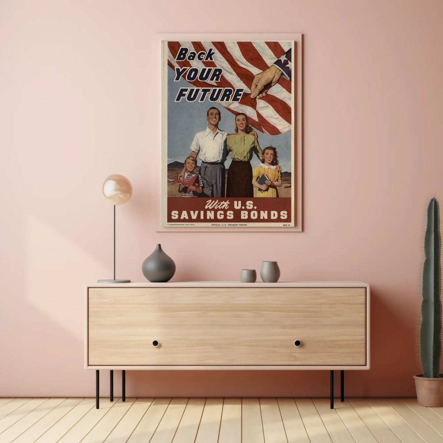 Back Your Future With U.S. Savings Bonds Vintage War Propaganda Poster