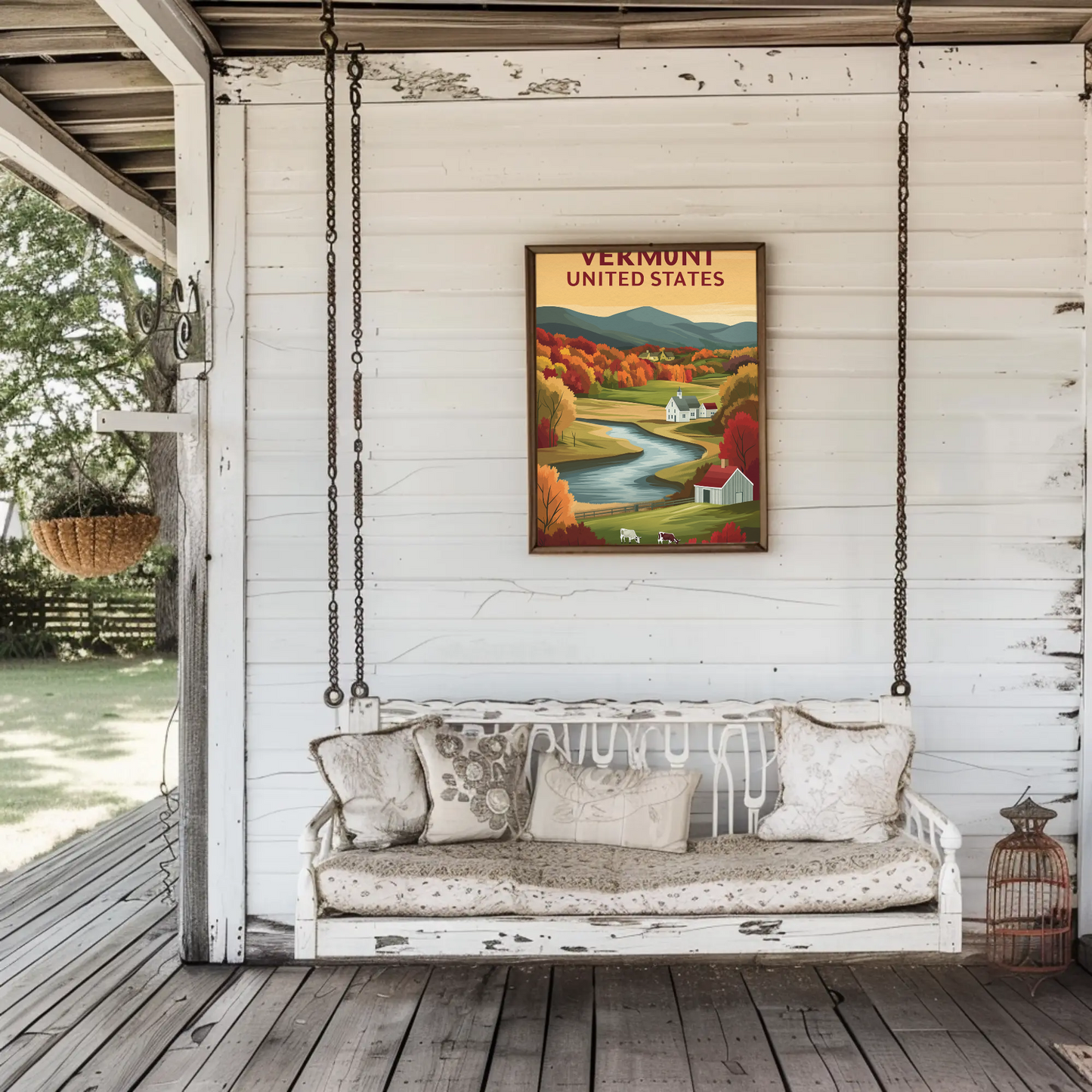 Vintage Travel Poster - Vermont Farm Valley
