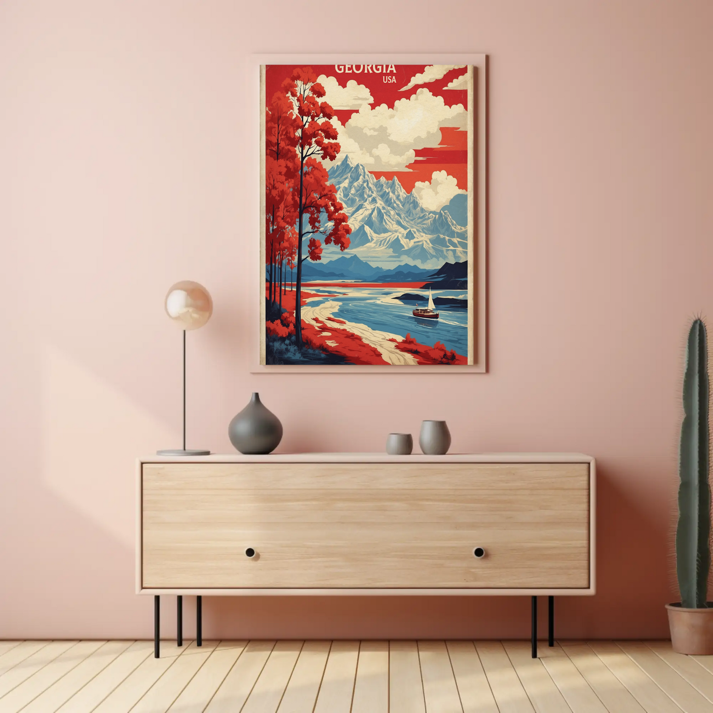 Georgia Scenic River Mountains Vintage Travel Poster