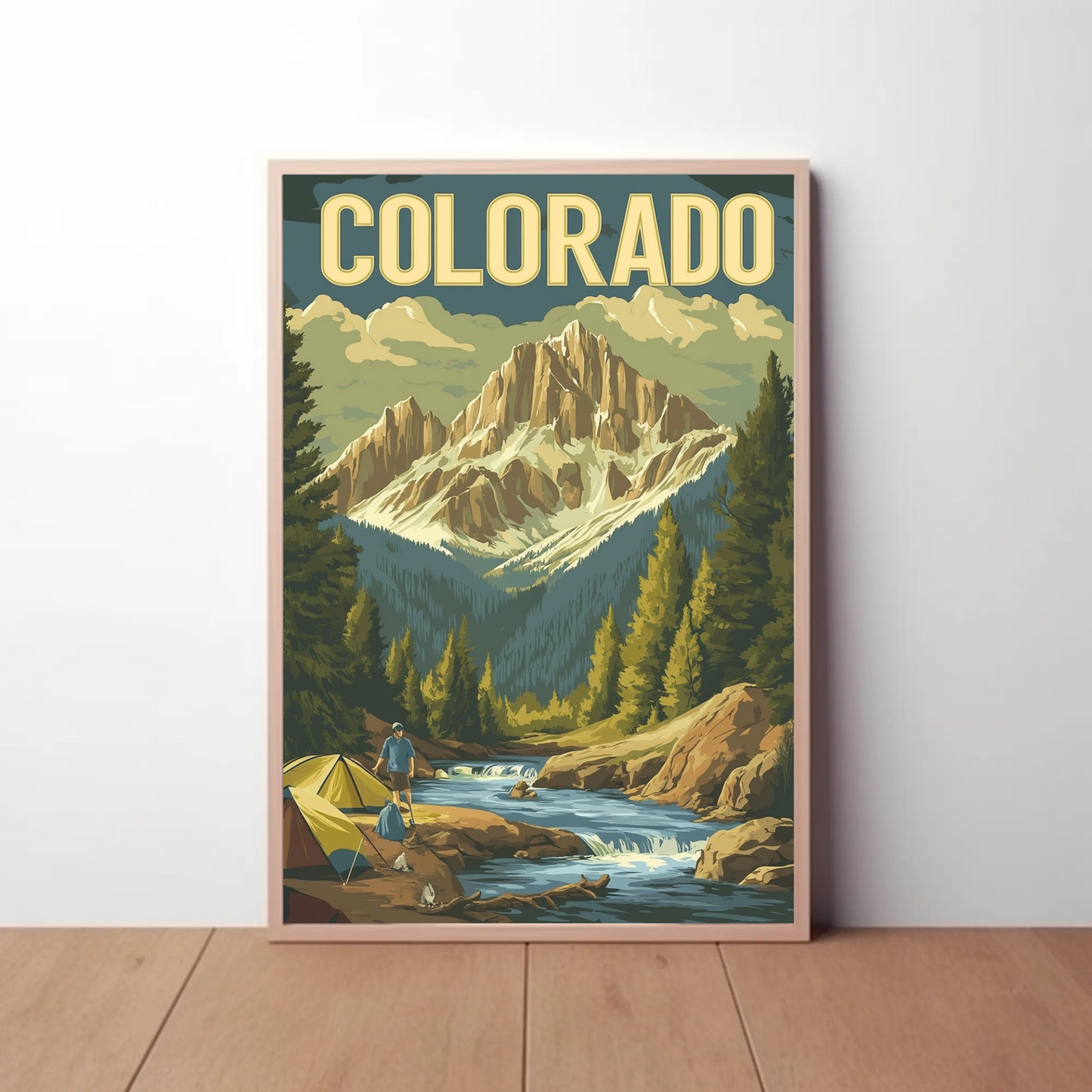 Camping in Colorado Vintage Travel Poster