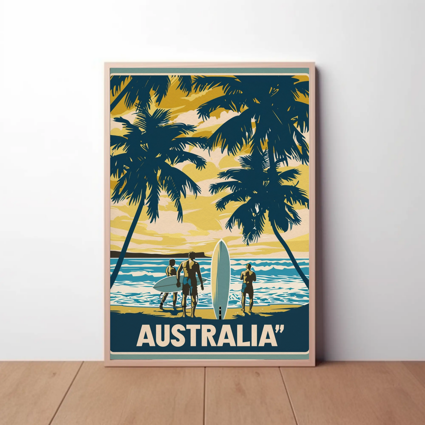 Vintage Travel Poster - Australia Surf Scene
