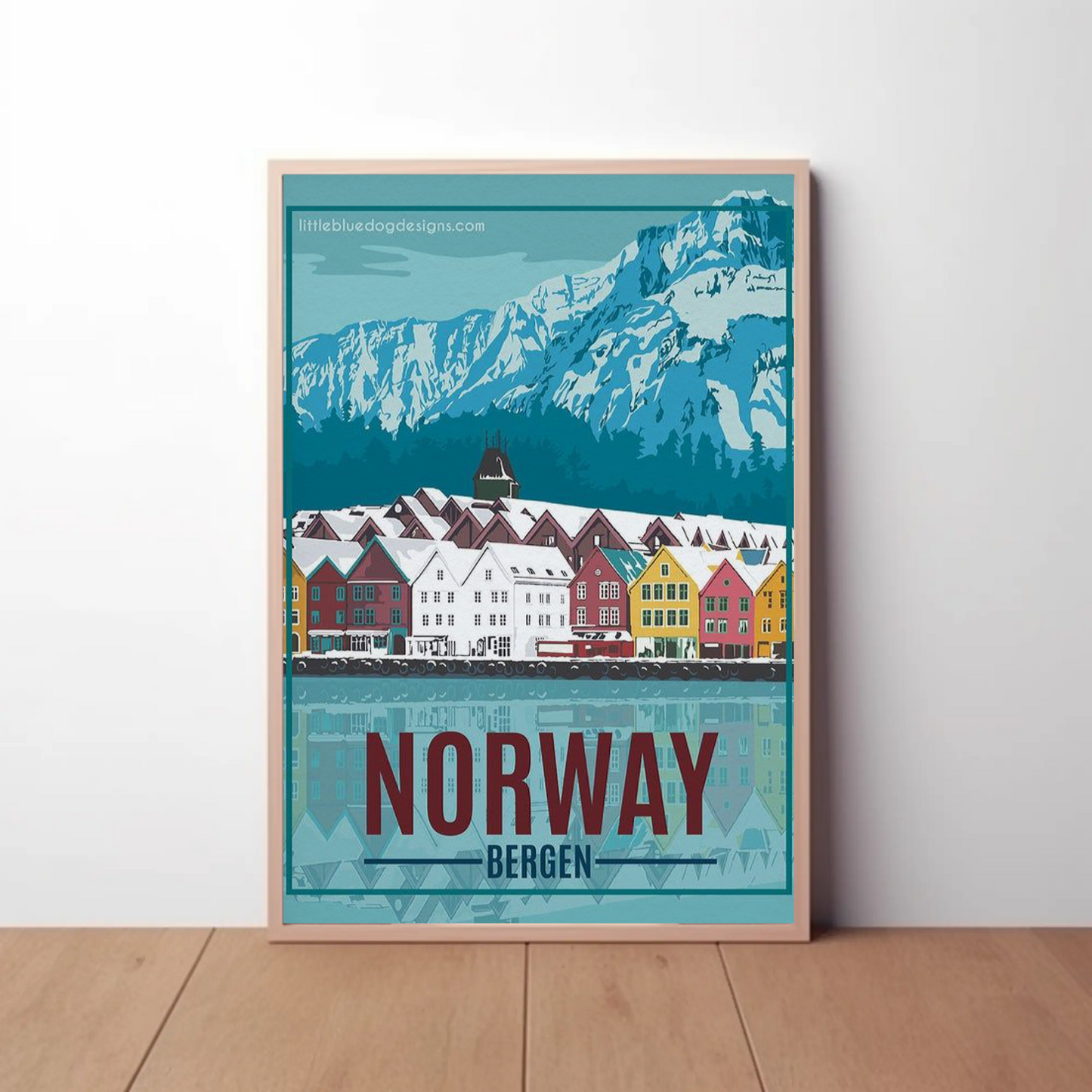 Norway Vintage Poster Bergen Winter
