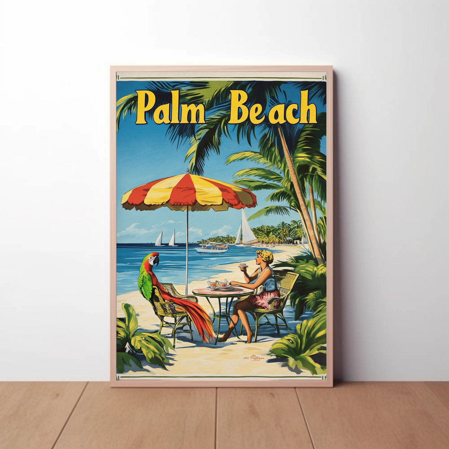 Palm Beach Vintage Poster Cafe Scene