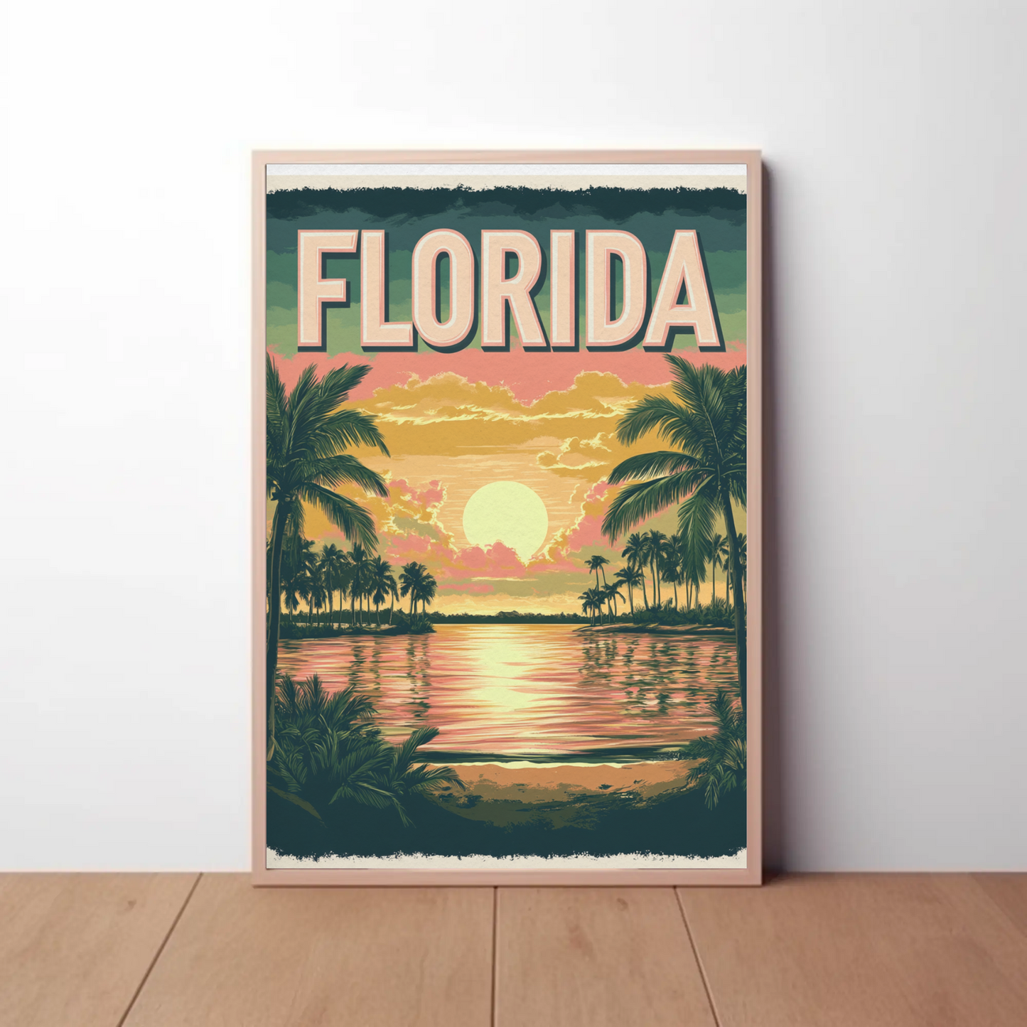 Florida Vintage Poster - Tropical Sunset