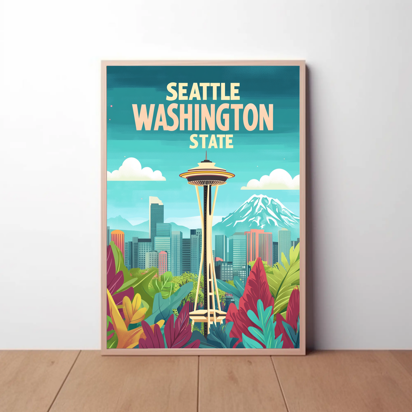 Seattle Washington State Vintage Style Poster
