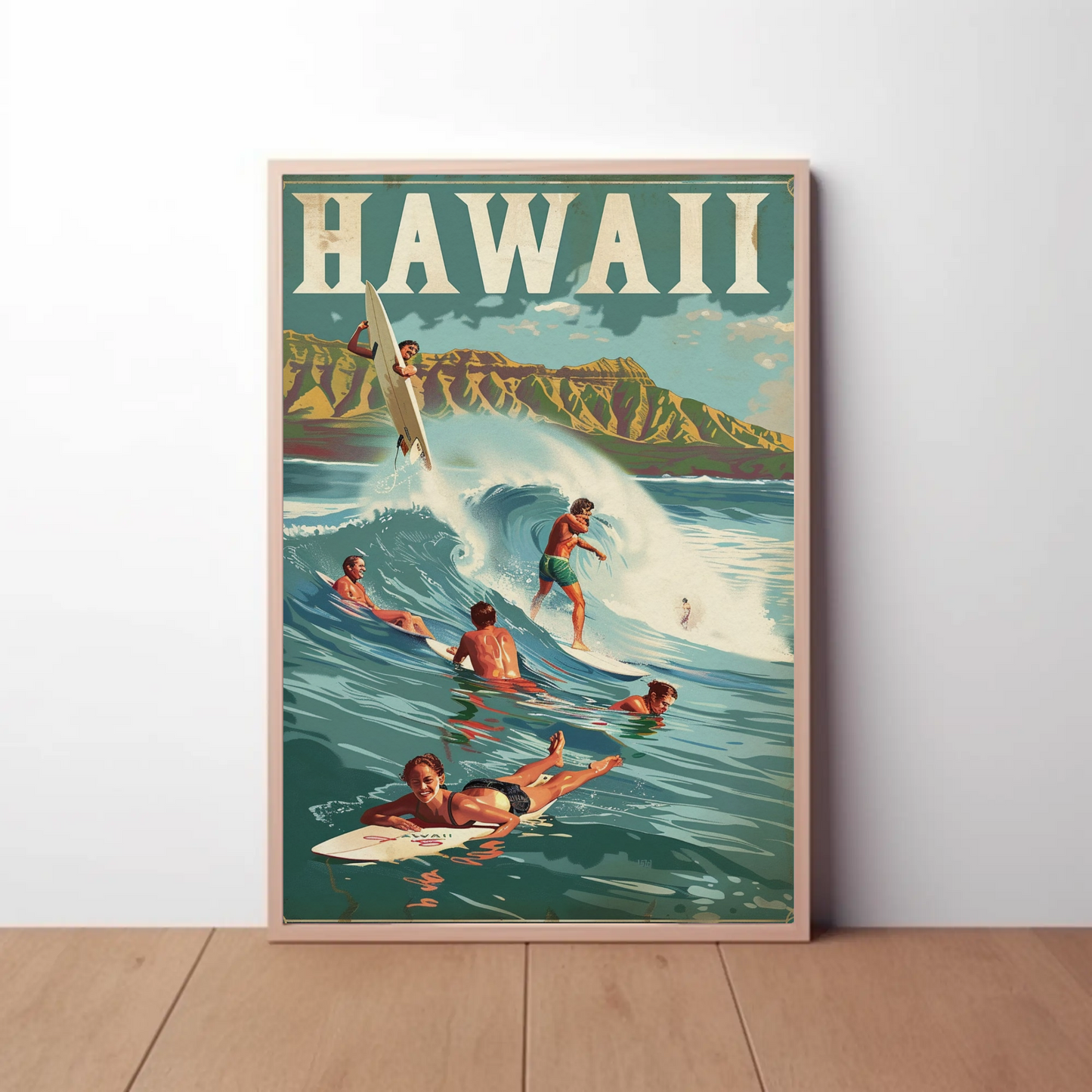 Vintage Poster Hawaii Surfing