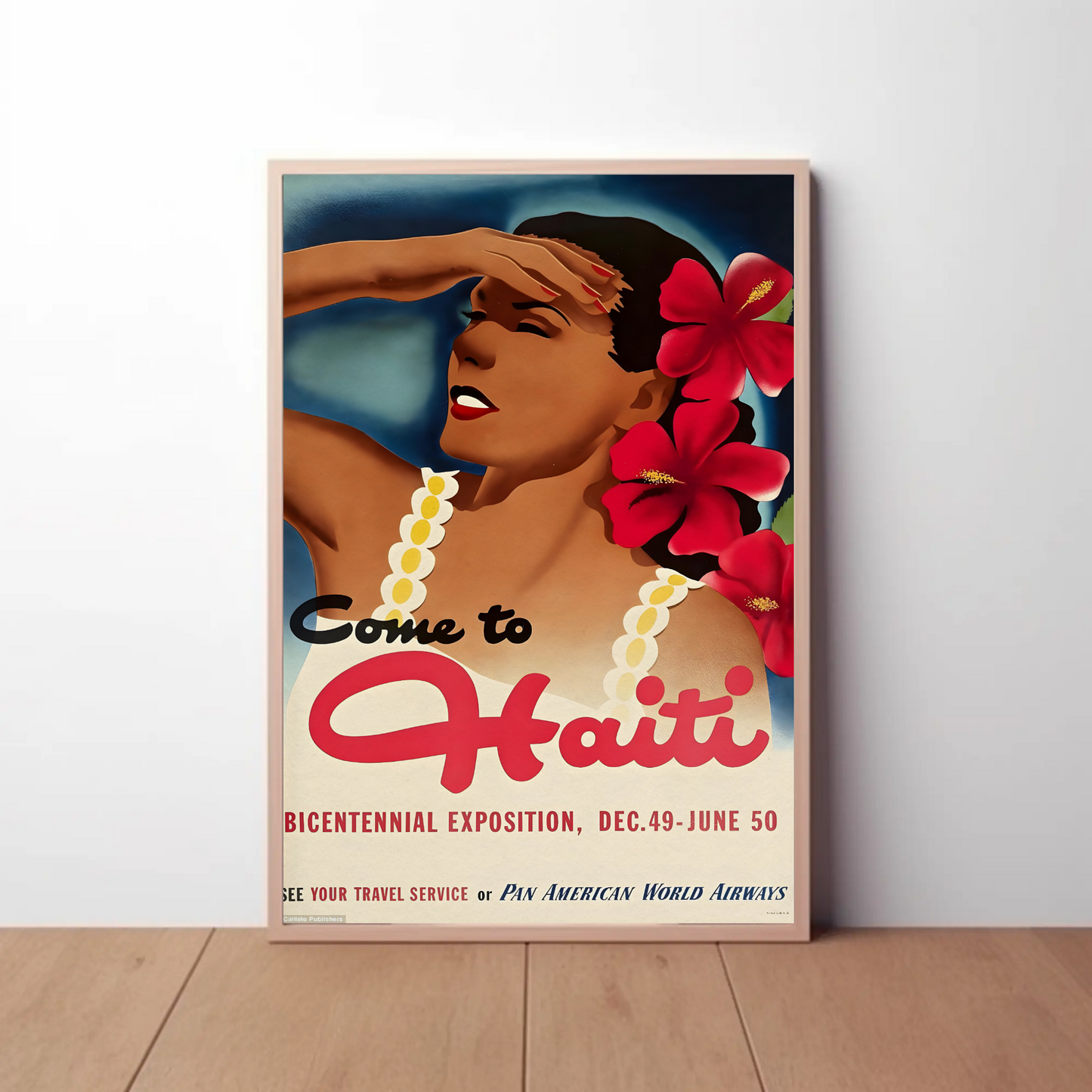 Haiti Vintage Poster Woman Flowers