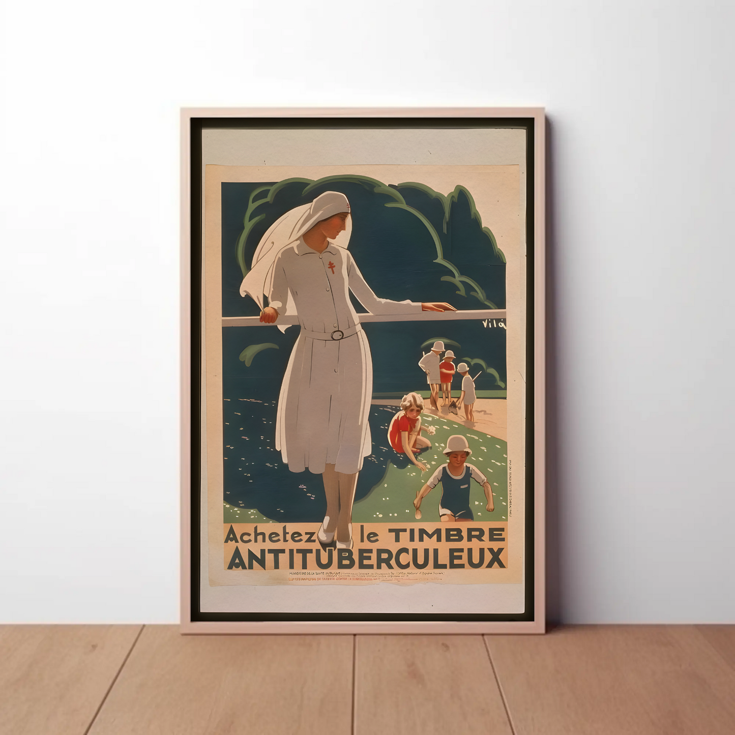 French Anti Tuberculosis Stamp Health Vintage Travel Poster