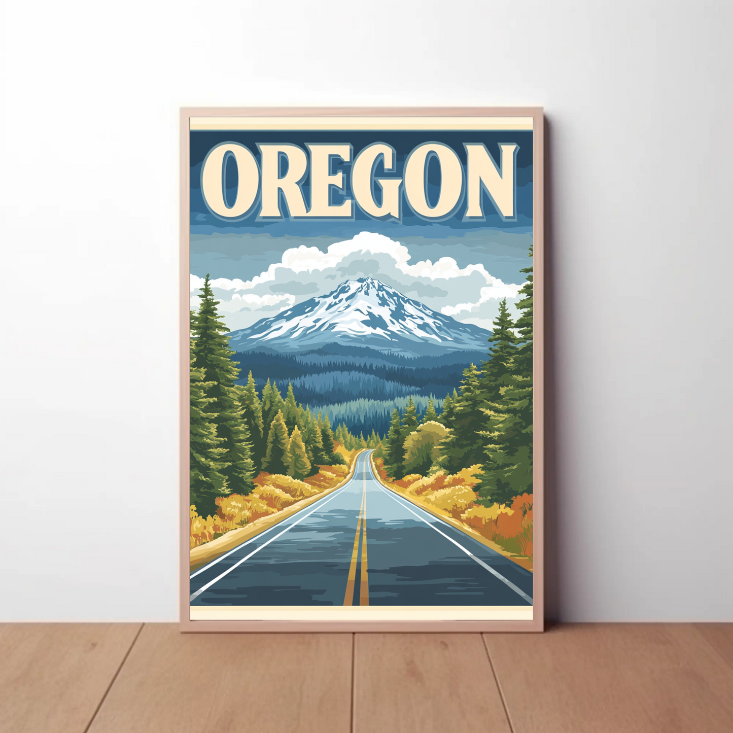 Oregon Vintage Poster - Scenic Mountain Road