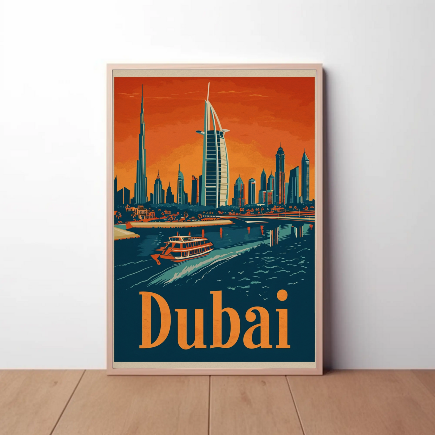 Dubai Cityscape Vintage Poster