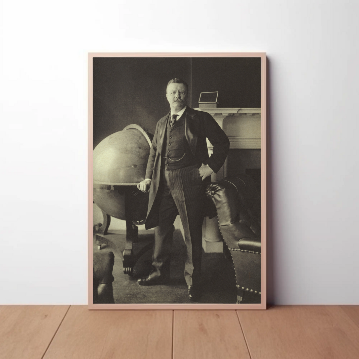Theodore Roosevelt Library Globe Vintage Poster