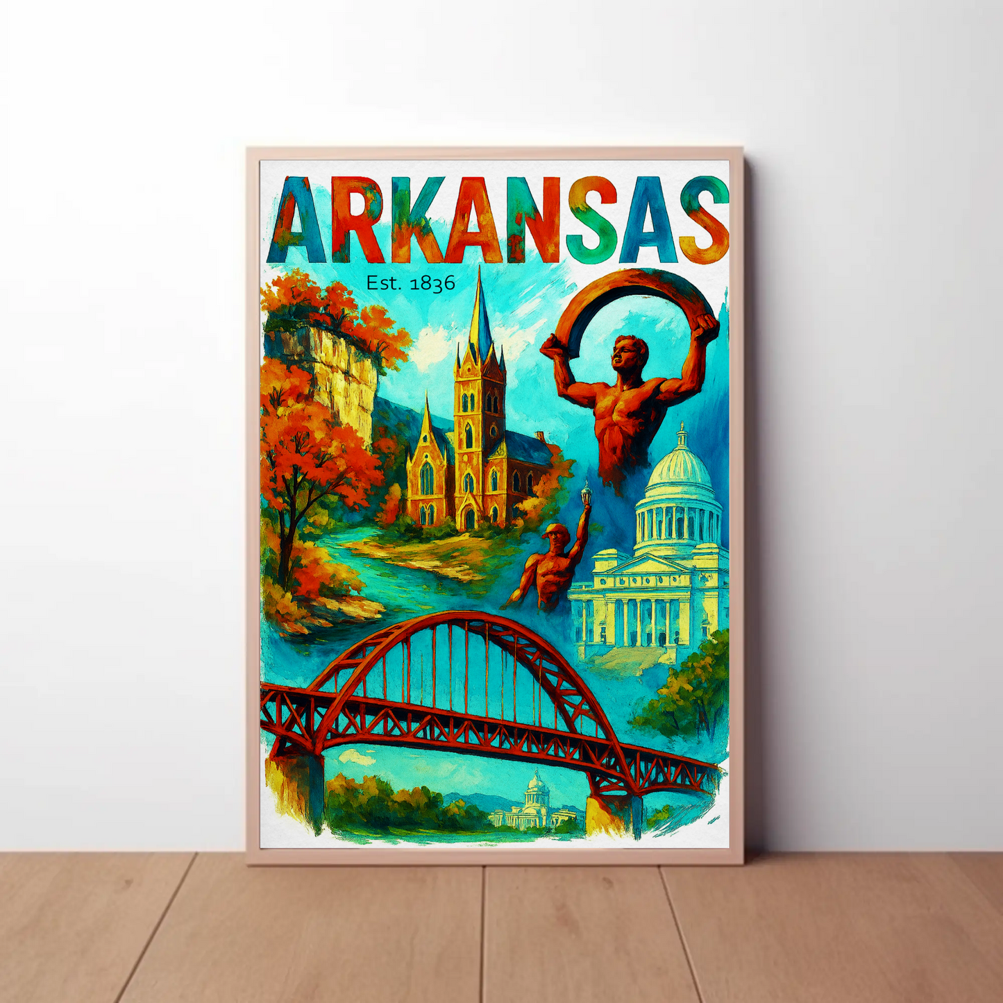 Arkansas Wall Art Vintage Travel Poster
