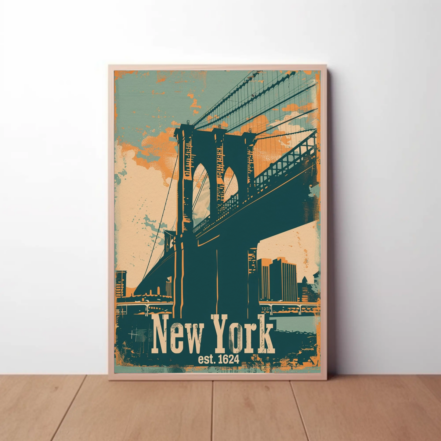New York Brooklyn Bridge Vintage Poster